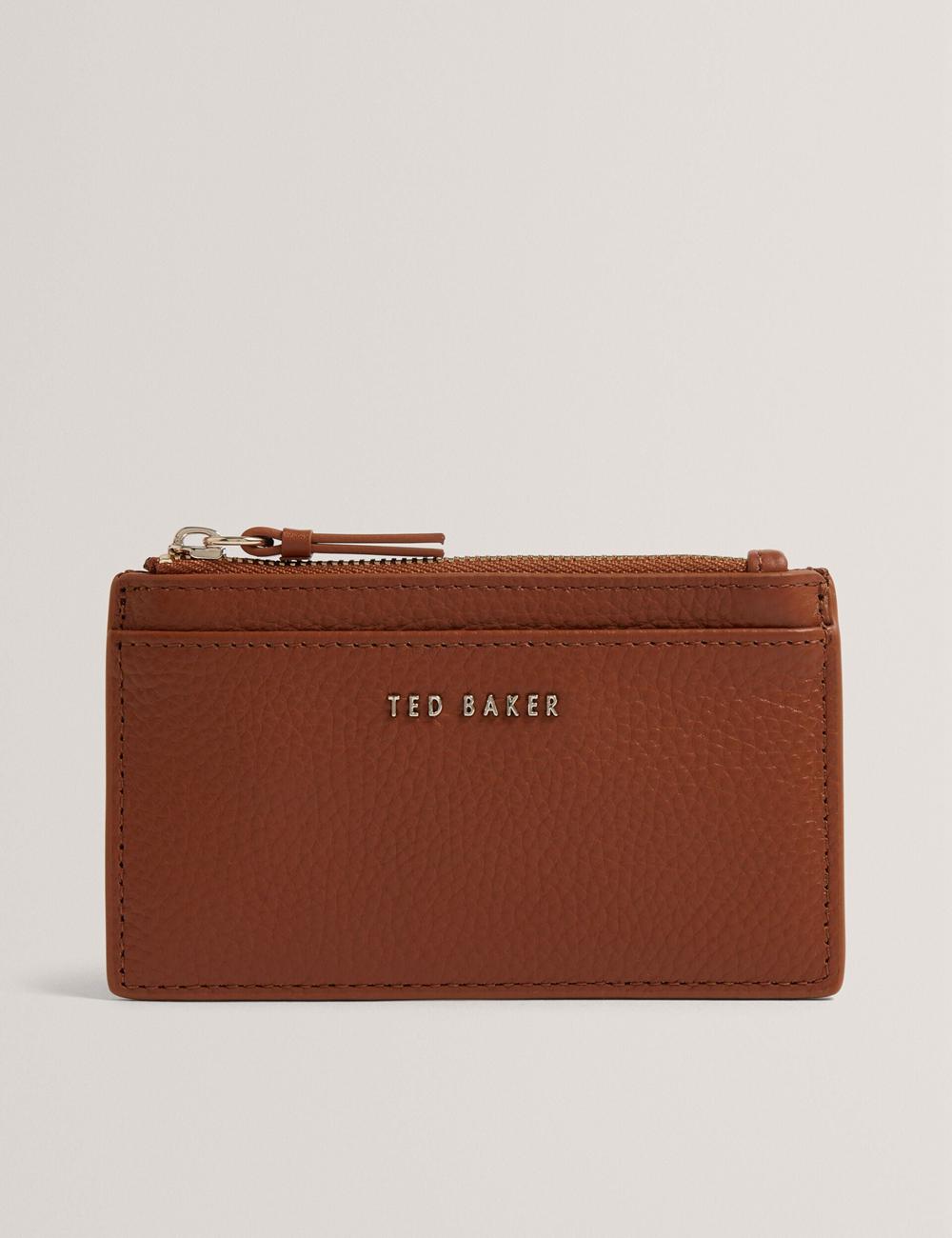 Ted Baker DELFIE - Textured Leather Zipped Card Holder Kartenhalter Damen Braun | AZUQH-7284