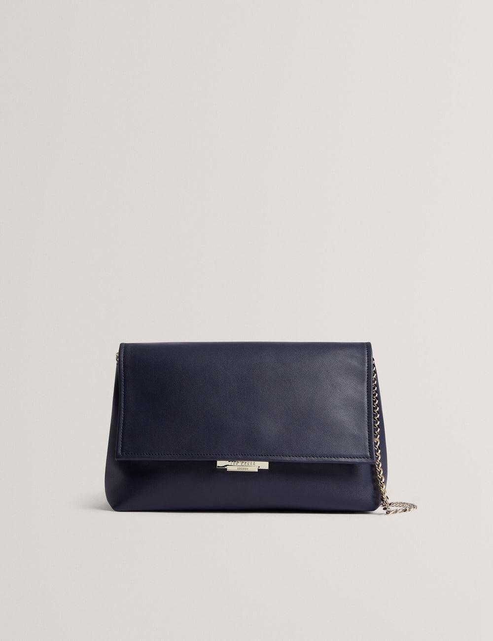 Ted Baker DEMAE - Leather Fold Over Chain Schultertasche Damen Navy | RJVLI-5417