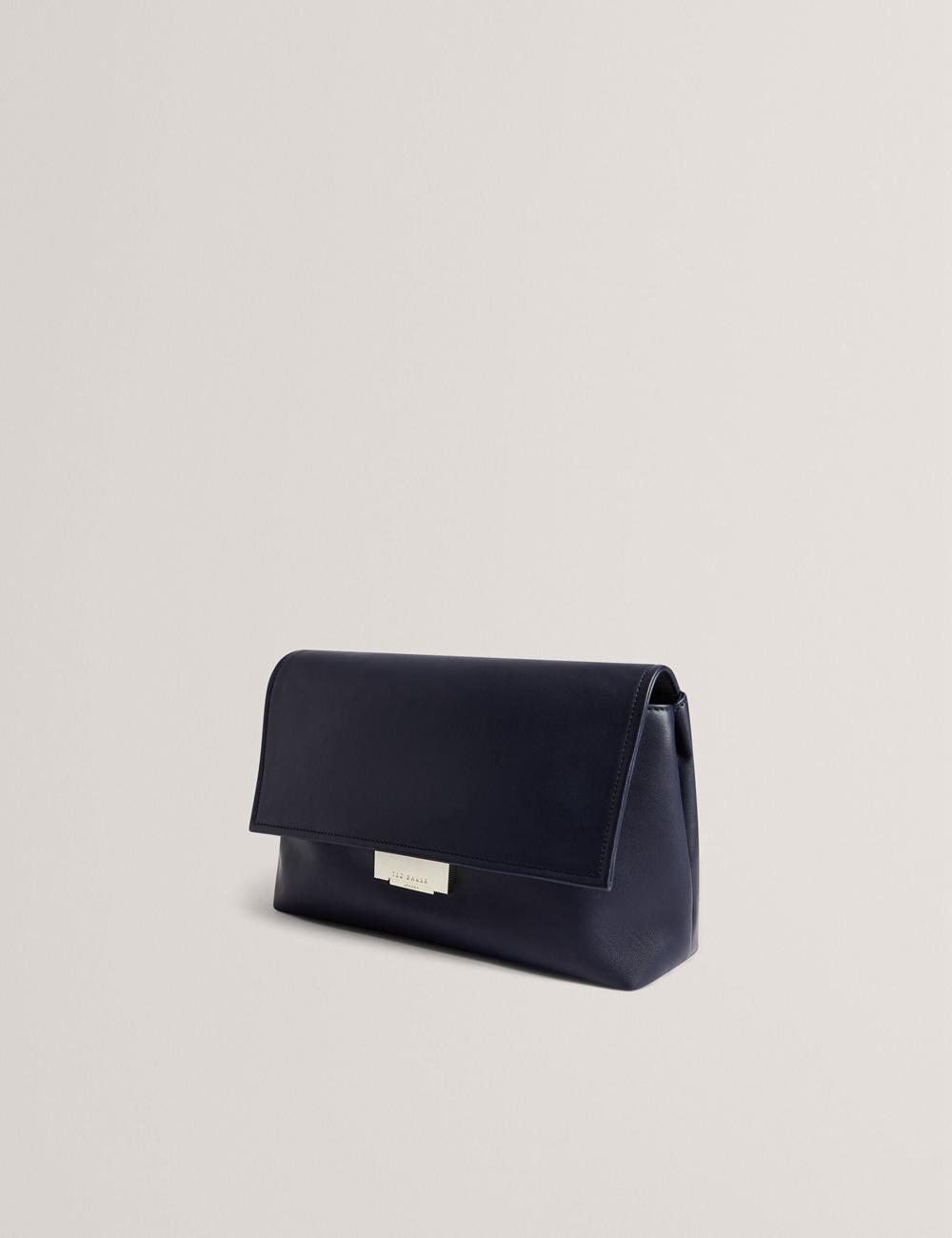 Ted Baker DEMAE - Leather Fold Over Chain Schultertasche Damen Navy | RJVLI-5417