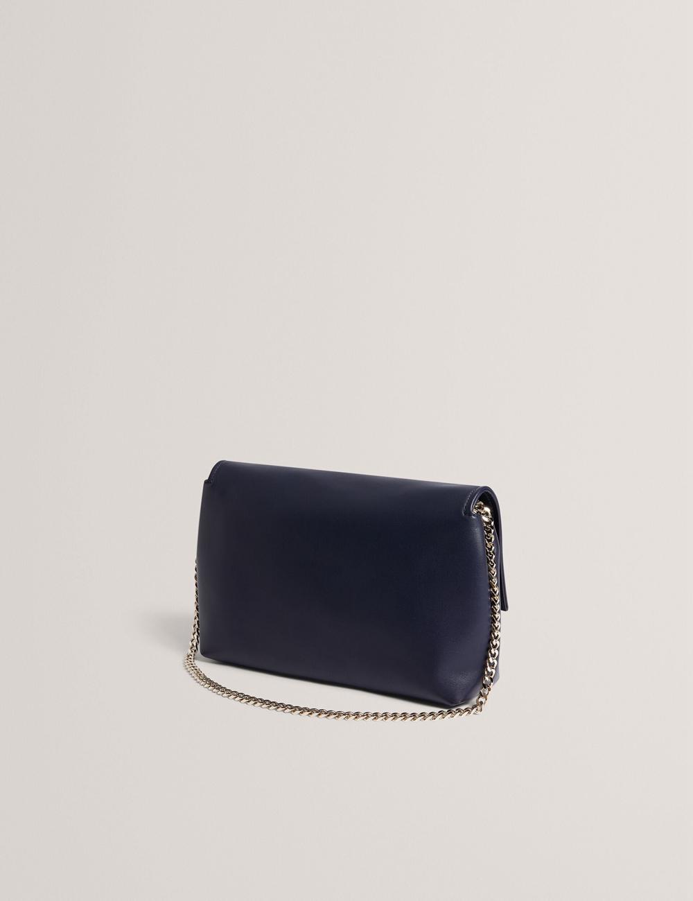 Ted Baker DEMAE - Leather Fold Over Chain Schultertasche Damen Navy | RJVLI-5417