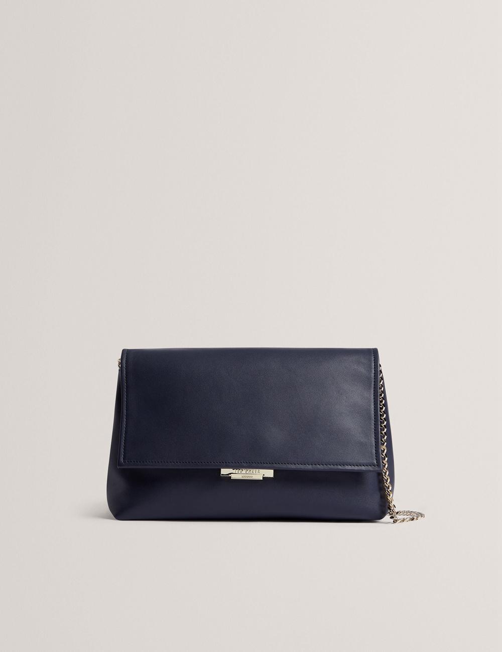 Ted Baker DEMAE - Leather Fold Over Chain Schultertasche Damen Navy | RJVLI-5417