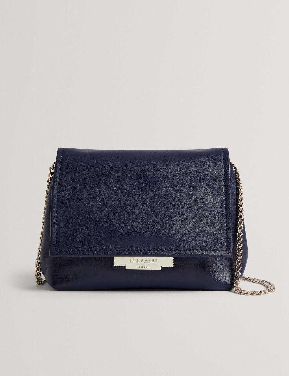 Ted Baker DEMNI - Mini Leather Fold Over Chain Umhängetasche Damen Navy | XIUET-9127