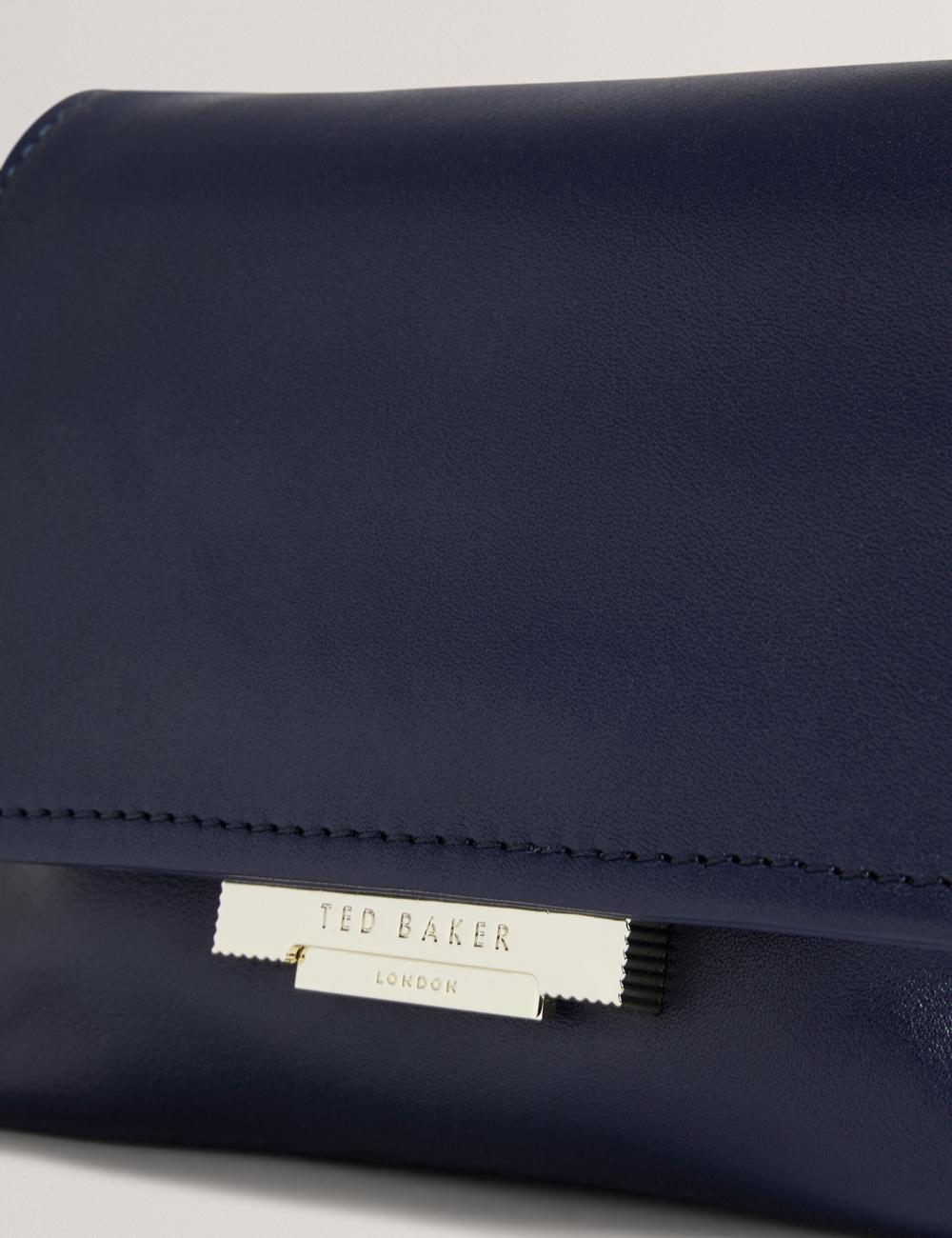 Ted Baker DEMNI - Mini Leather Fold Over Chain Umhängetasche Damen Navy | XIUET-9127