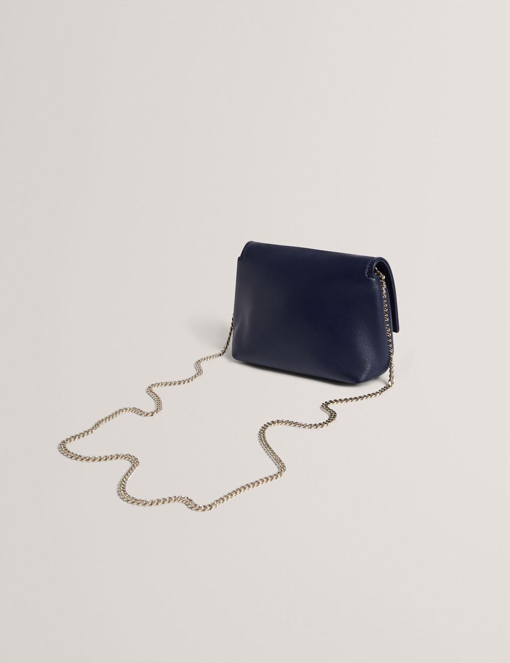 Ted Baker DEMNI - Mini Leather Fold Over Chain Umhängetasche Damen Navy | XIUET-9127