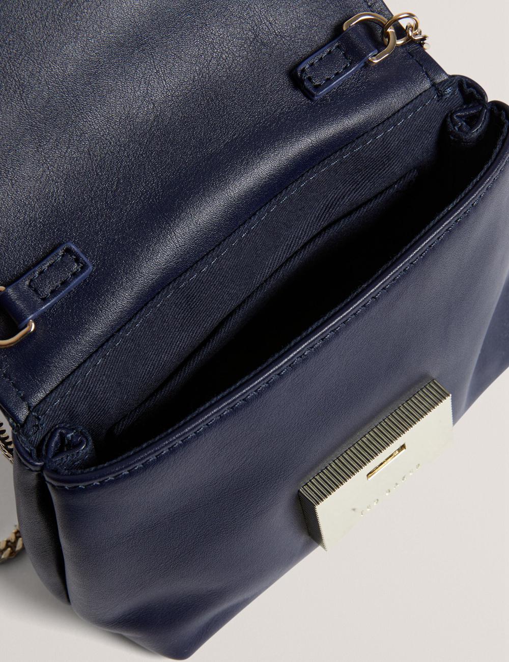 Ted Baker DEMNI - Mini Leather Fold Over Chain Umhängetasche Damen Navy | XIUET-9127