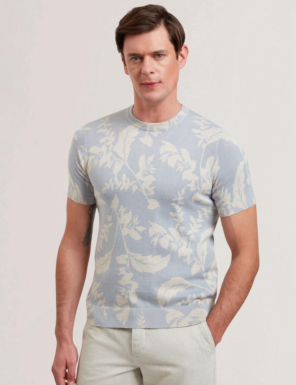 Ted Baker DENNIO - Short Sleeve Printed Floral T-shirts Herren Blau | XBHRS-6735