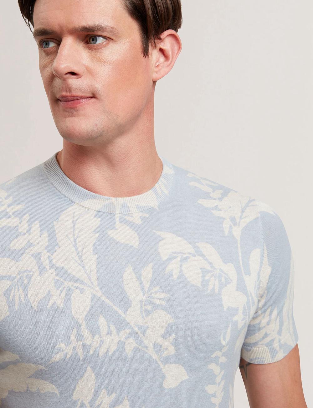 Ted Baker DENNIO - Short Sleeve Printed Floral T-shirts Herren Blau | XBHRS-6735