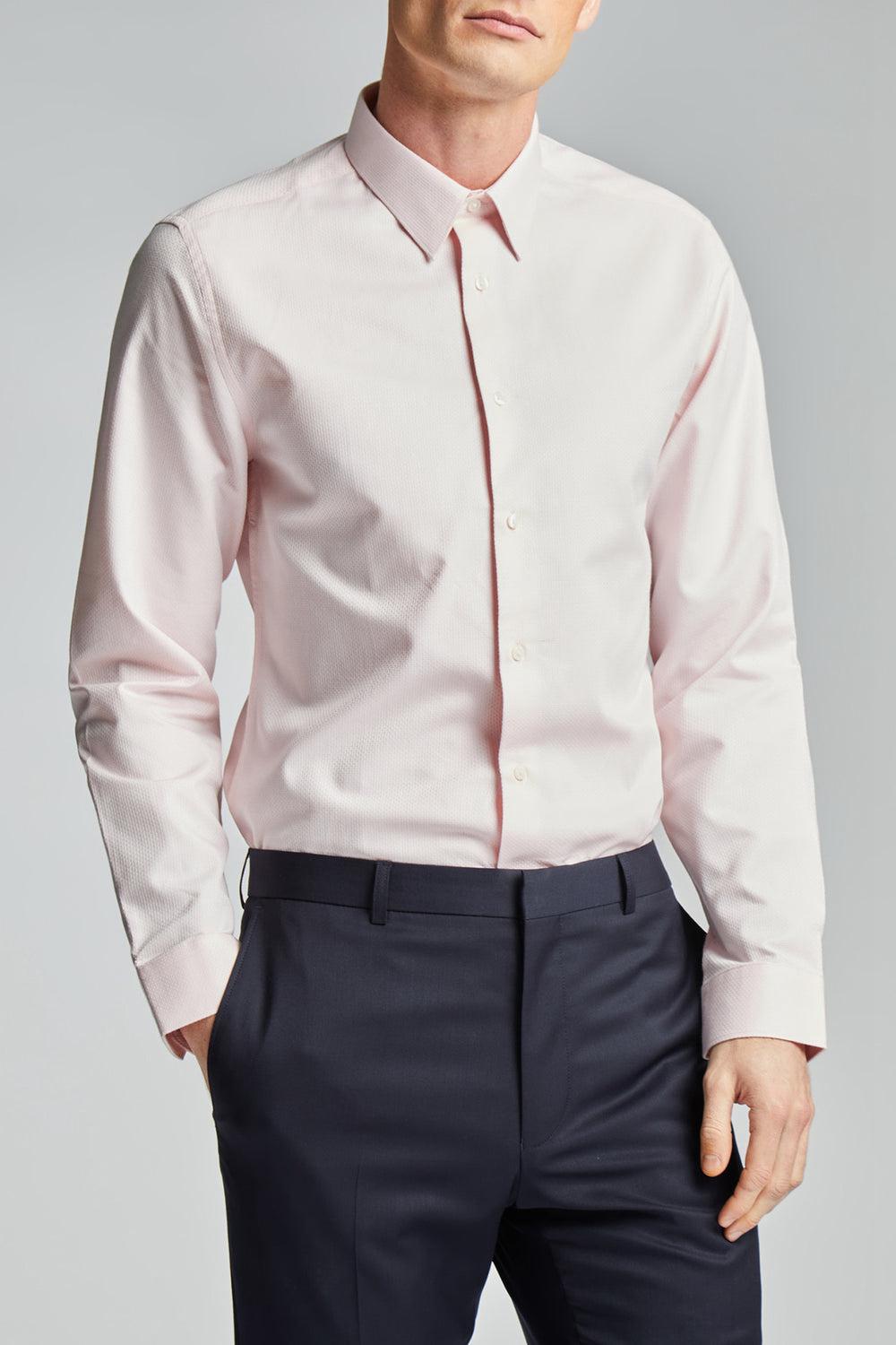 Ted Baker DORAIN - Textured Cotton Long Sleeve Hemd Herren Rosa | ILWNX-9021
