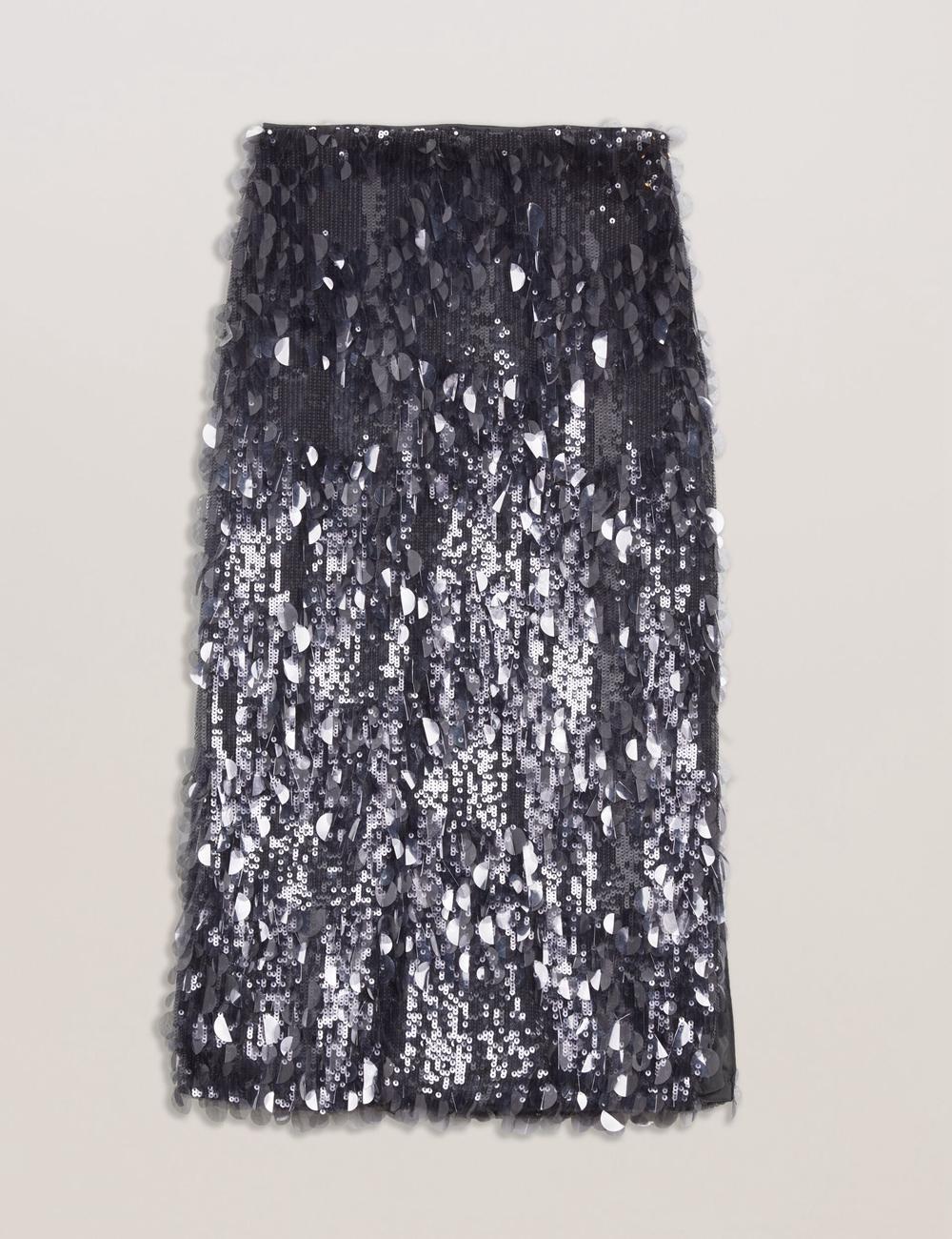 Ted Baker DORIDA - Mixed Sequin With Slit Röcke Damen Grau | XEBYK-6532