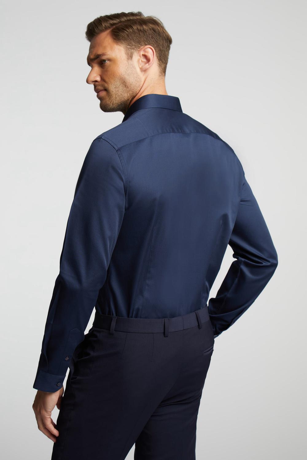Ted Baker DUDDON - Navy Slim Fit Long Sleeve Cotton Hemd Herren Navy | TNZHU-6217