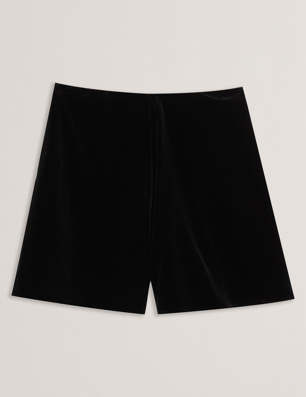 Ted Baker DURVLA - Velvet High Waisted Wide Leg Kurze Hose Damen Schwarz | LWYRS-4683