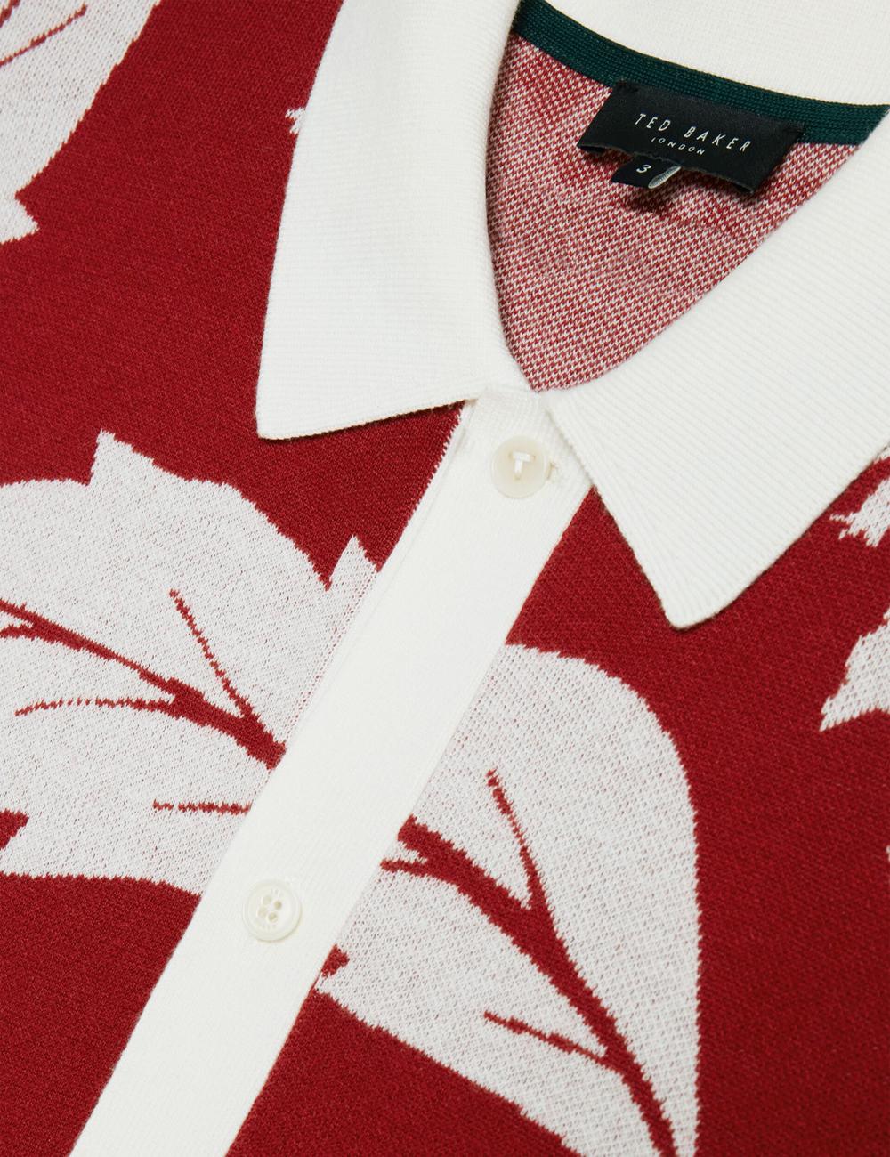 Ted Baker EDSON - Short Sleeve Button Through Floral Polo Shirts Herren Rot | YXVIR-1425