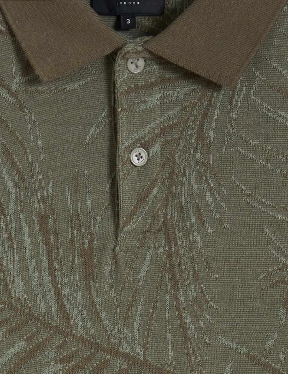 Ted Baker EDWINE - Leaf Print Short Sleeve Polo Shirts Herren Khaki | EXWVQ-1547