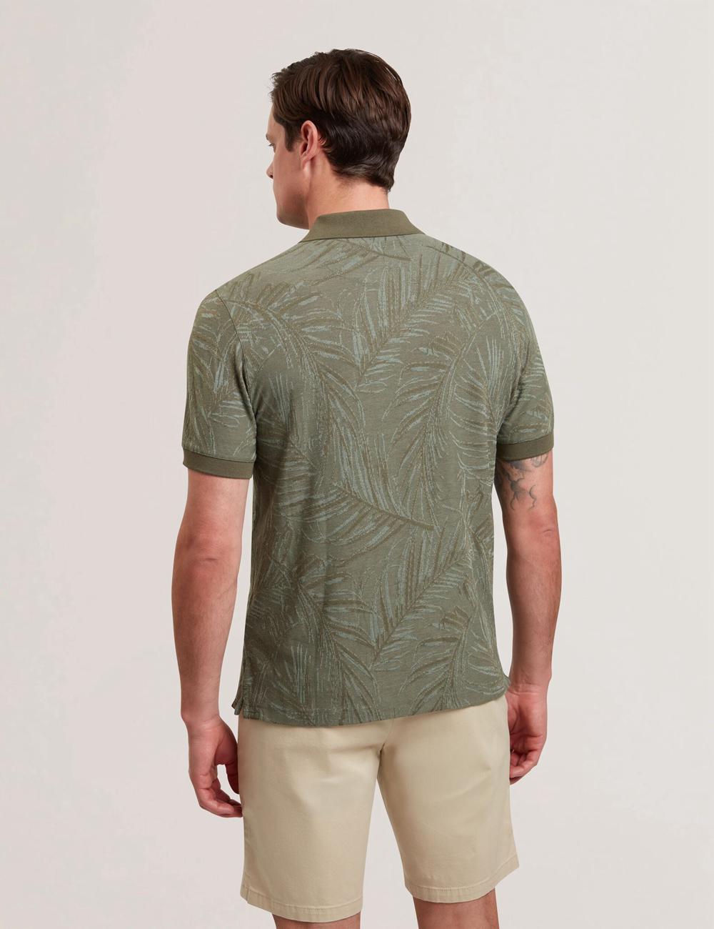 Ted Baker EDWINE - Leaf Print Short Sleeve Polo Shirts Herren Khaki | EXWVQ-1547
