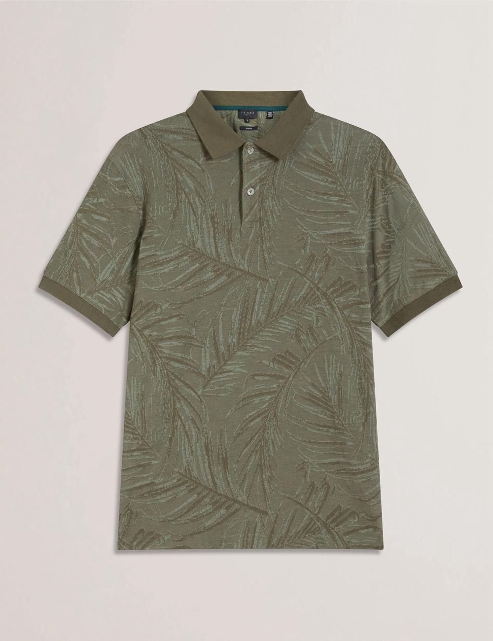 Ted Baker EDWINE - Leaf Print Short Sleeve Polo Shirts Herren Khaki | EXWVQ-1547
