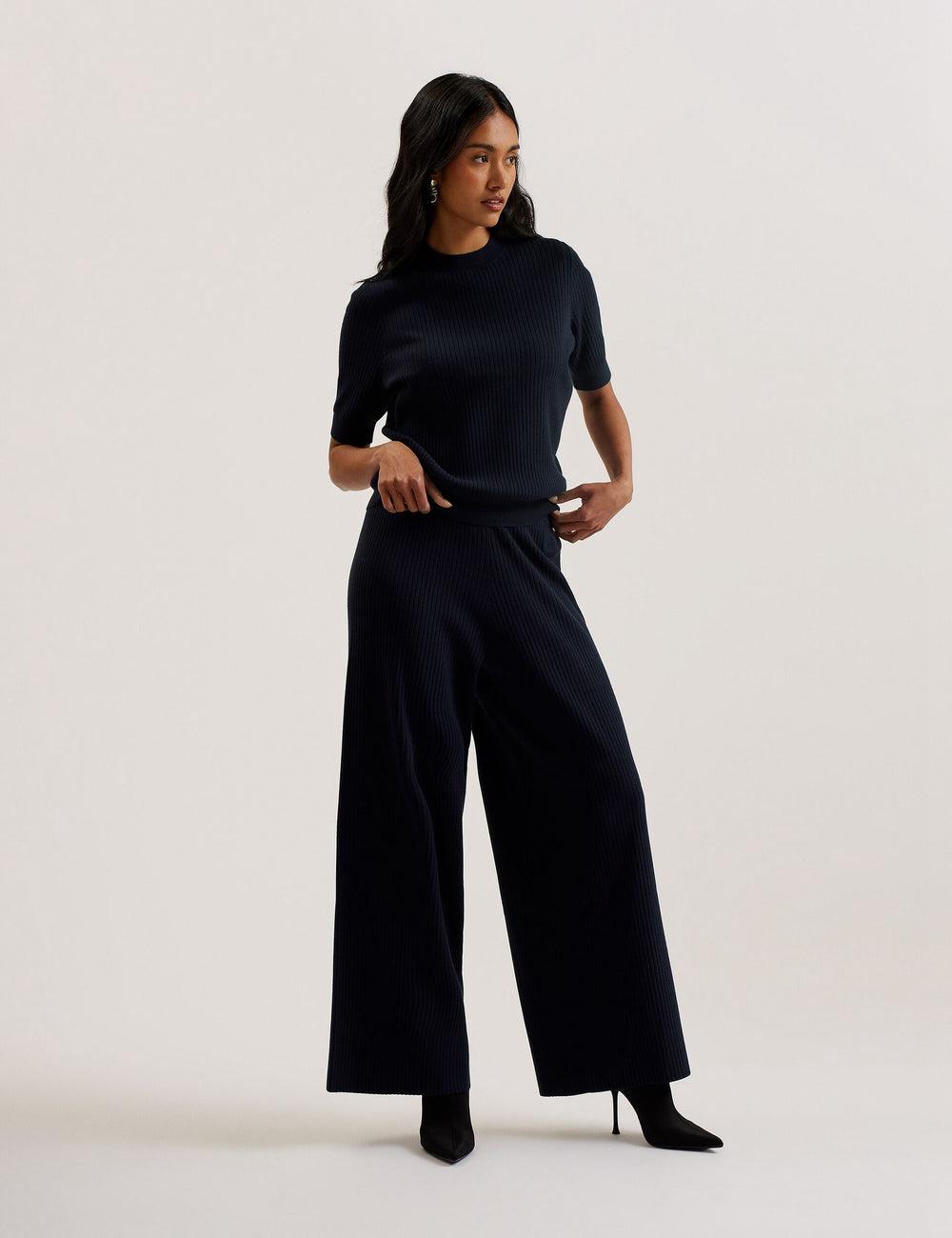 Ted Baker ELLIHAA - Ribbed Knit Half Sleeve Oberteile Damen Navy | AMLIG-7184