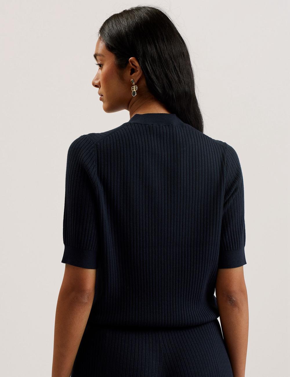 Ted Baker ELLIHAA - Ribbed Knit Half Sleeve Oberteile Damen Navy | AMLIG-7184