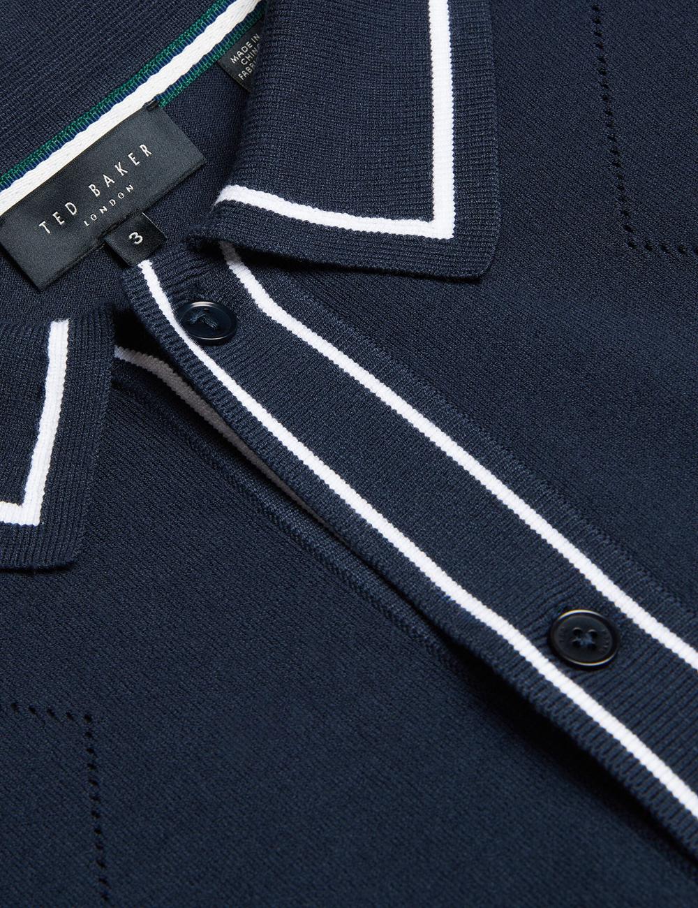 Ted Baker ELMDON LS Diamond Button Through Hemd Herren Navy | MDEFV-8904