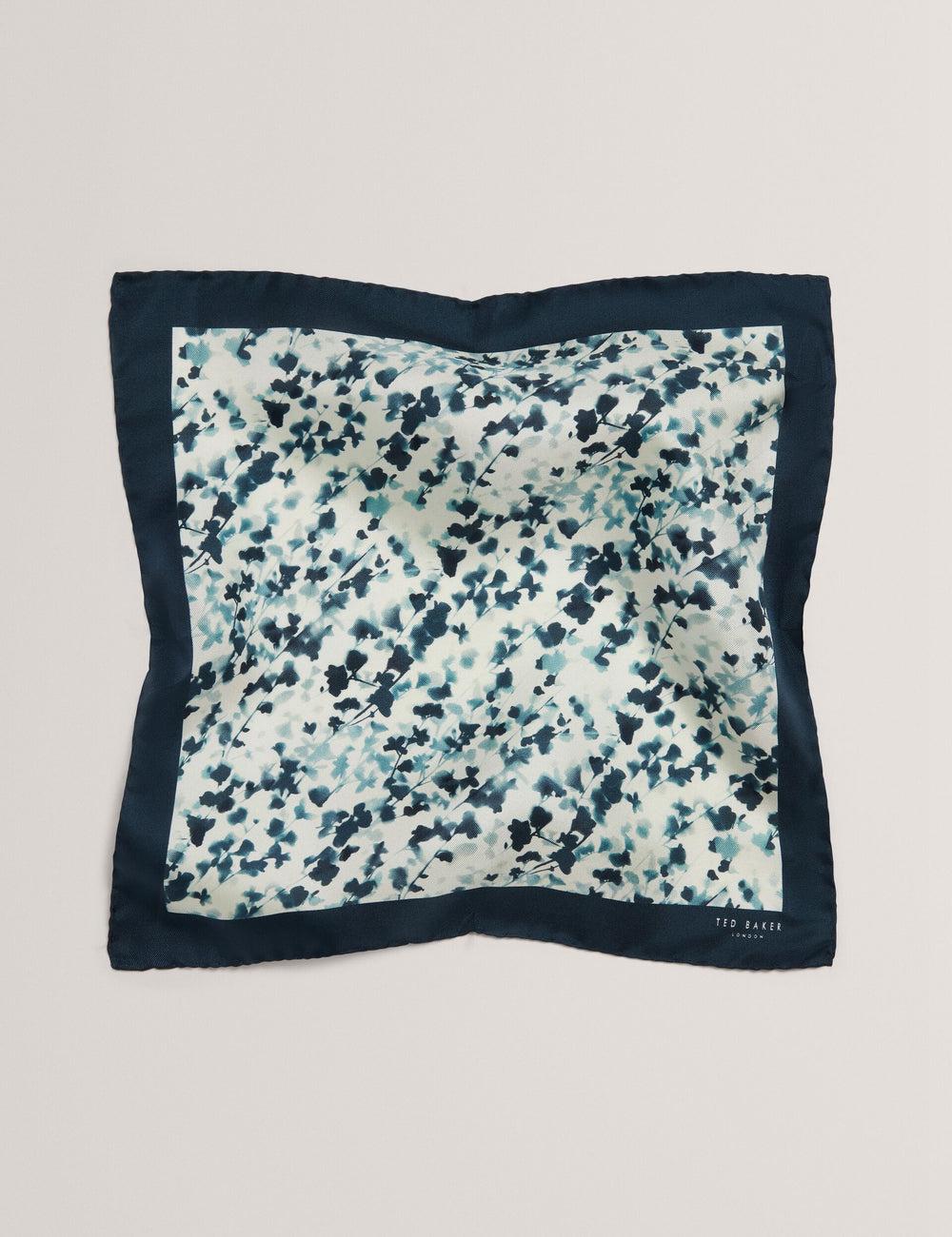 Ted Baker ELMSTEP - Blurred Floral Print Silk Pocket Einstecktücher Herren Navy | FLNWV-6052