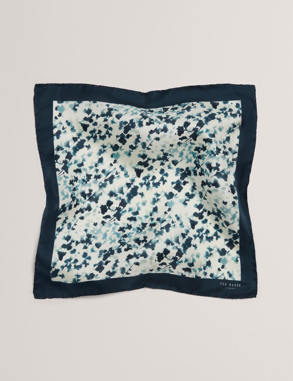 Ted Baker ELMSTEP - Blurred Floral Print Silk Pocket Einstecktücher Herren Navy | FLNWV-6052