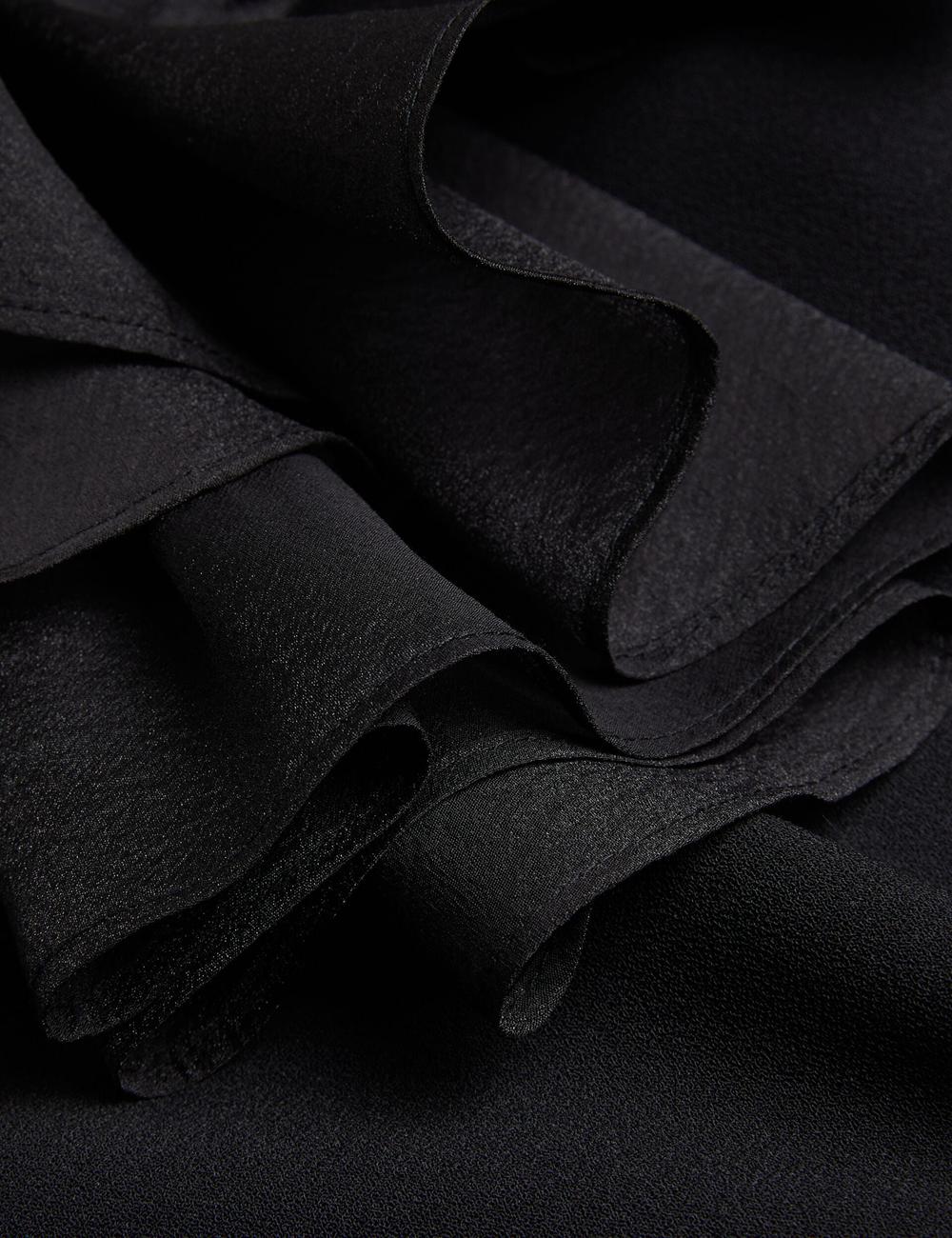 Ted Baker ELQUI - Oversized Ruffle Trim V-Neck Minikleid Damen Schwarz | BXPQO-2386
