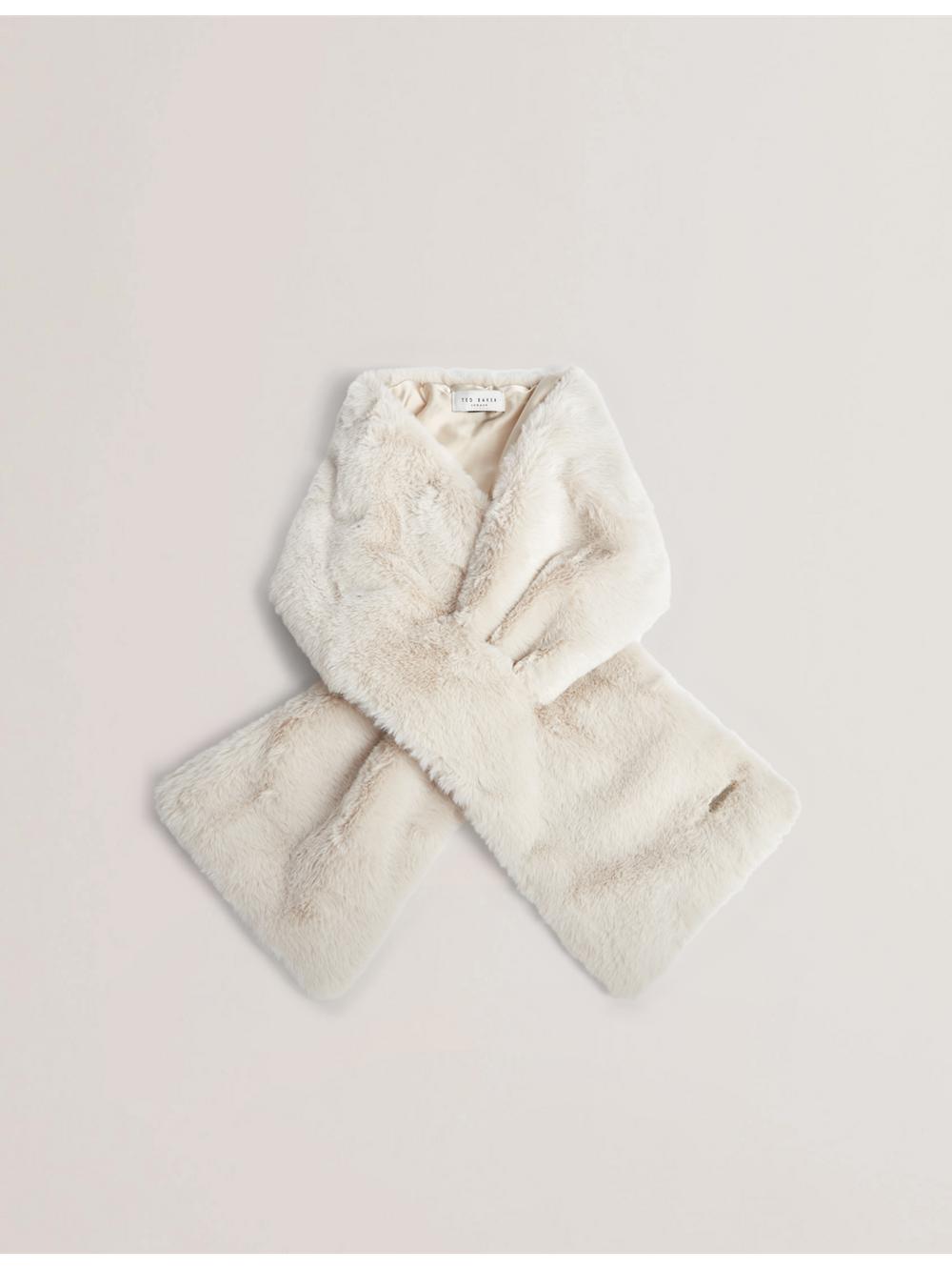 Ted Baker EMAAAAS - Faux Fur Loop-Through Stole Schals Damen Weiß | UCHFZ-8295