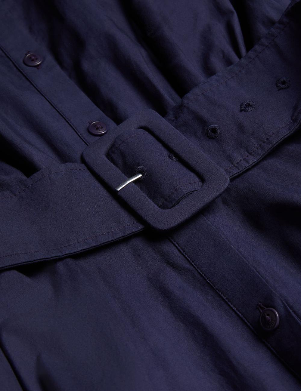 Ted Baker ENE - Cotton Maxi Shirt Dress With Belt Maxikleid Damen Navy | FZJYN-8173