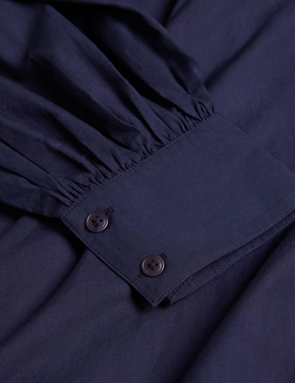 Ted Baker ENE - Cotton Maxi Shirt Dress With Belt Maxikleid Damen Navy | FZJYN-8173