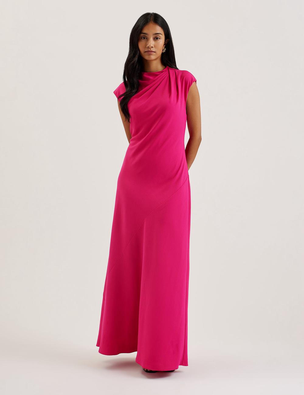 Ted Baker EREAS - Drape Neckline Cap Sleeve Maxikleid Damen Rosa | OVLFA-2387