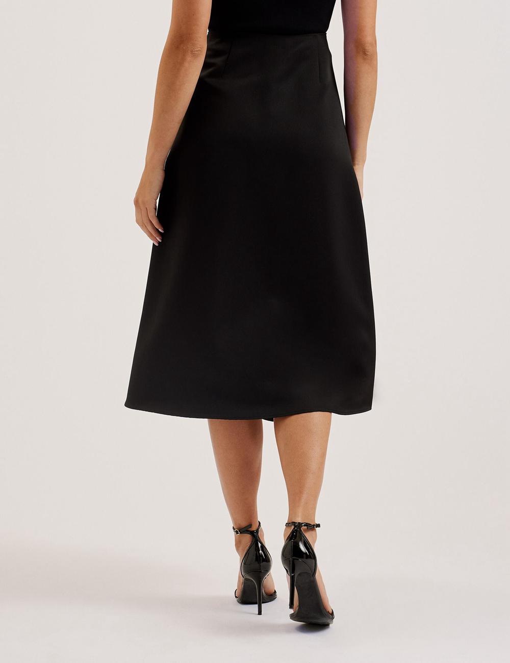 Ted Baker ERVA - Asymmetric Satin Wrap Röcke Damen Schwarz | JTDBN-3905