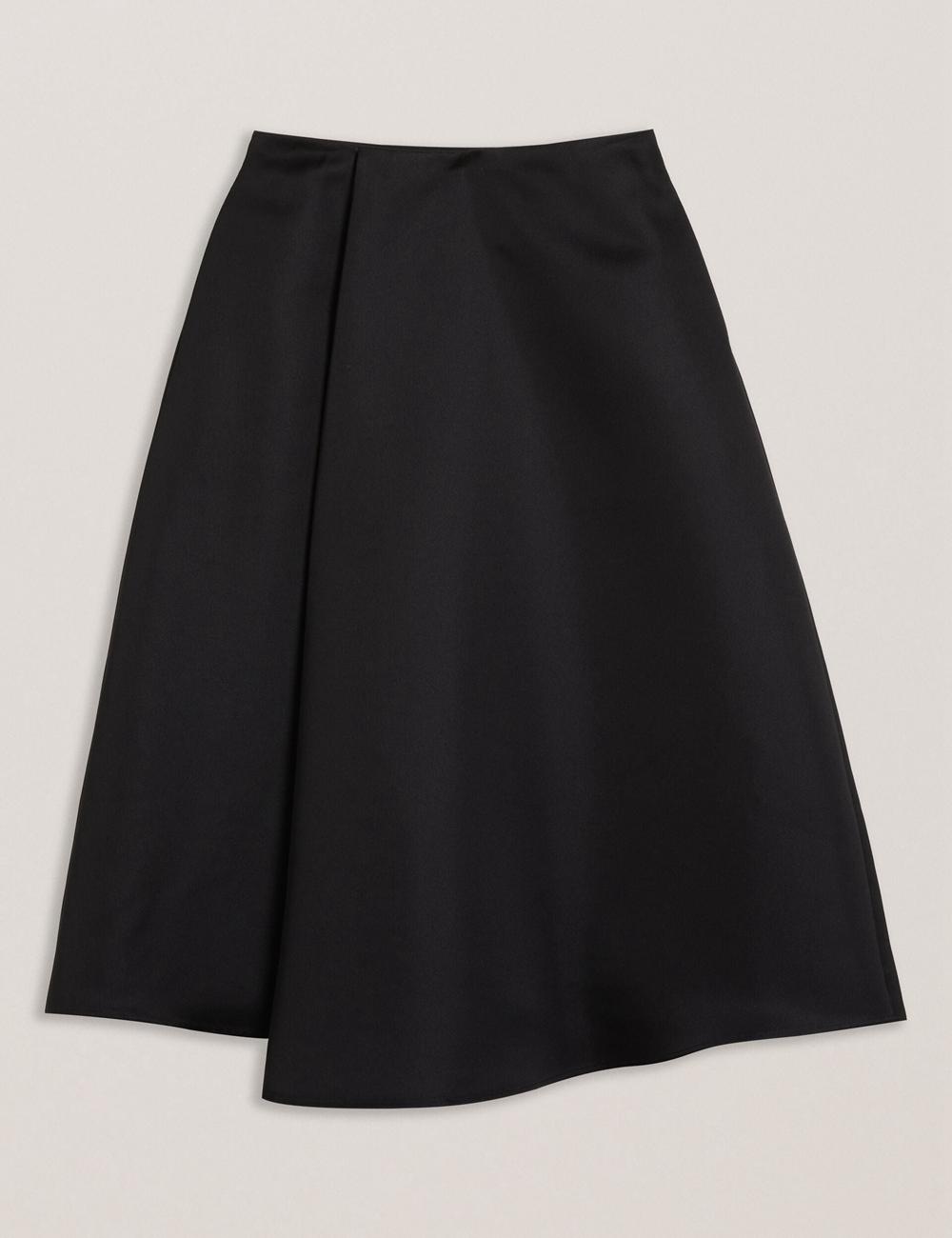 Ted Baker ERVA - Asymmetric Satin Wrap Röcke Damen Schwarz | JTDBN-3905