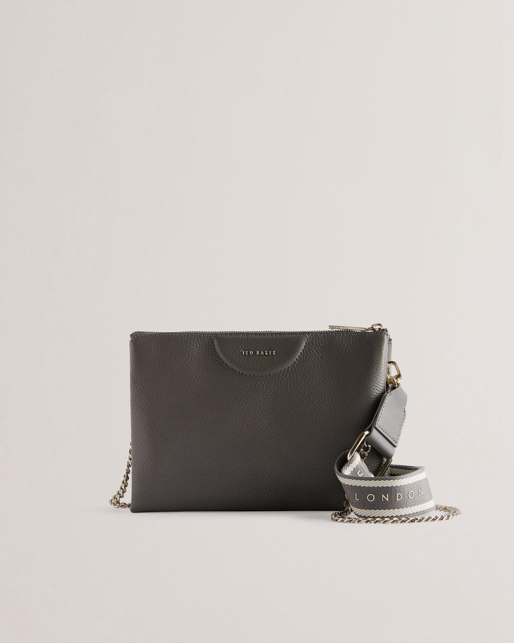 Ted Baker ESILLE - Branded Webbing Crossbody Leather Umhängetasche Damen Grau | EXVYN-4927