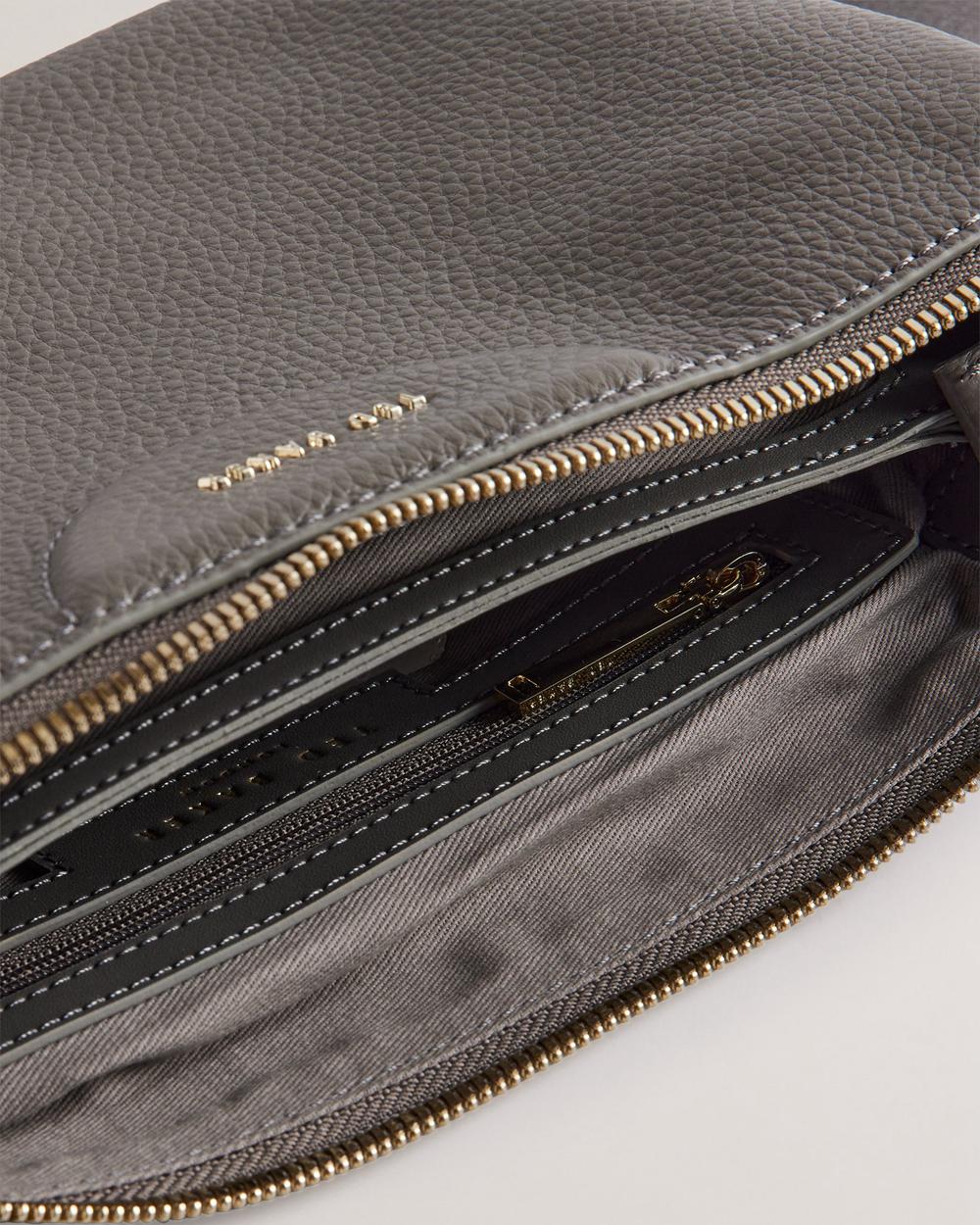 Ted Baker ESILLE - Branded Webbing Crossbody Leather Umhängetasche Damen Grau | EXVYN-4927