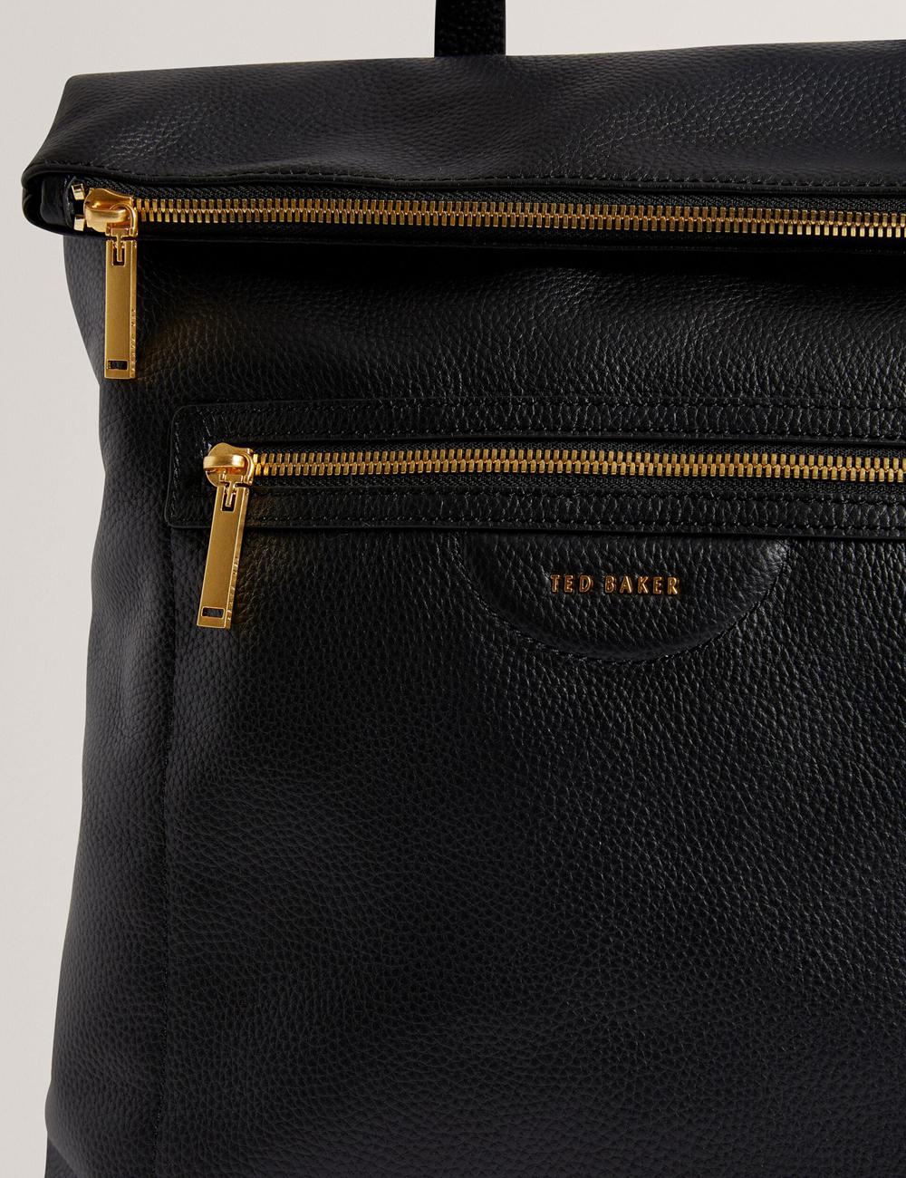 Ted Baker ESSAYA - Leather Webbing Strap Fold Over Rucksäcke Damen Schwarz | VOHGA-0346