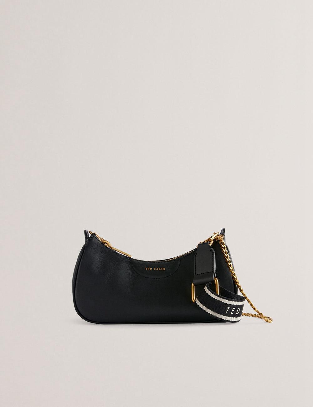 Ted Baker ESSIY - Leatheruette With Webbing Strap Schultertasche Damen Schwarz | LAZJS-2195