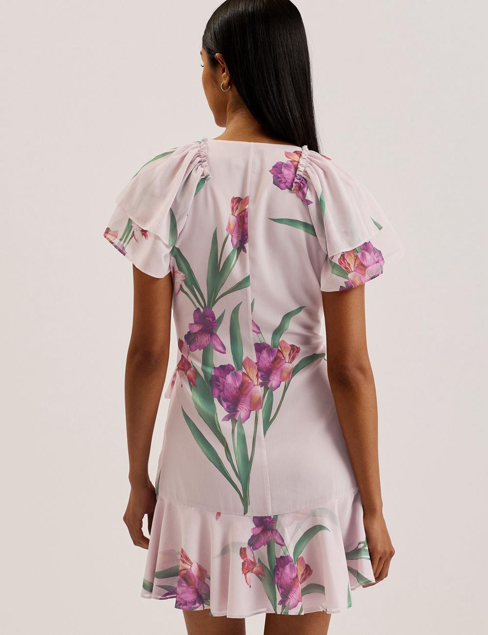 Ted Baker FASNIA - Floral Angel Sleeve Wrap Minikleid Damen Rosa | WOJAM-8297
