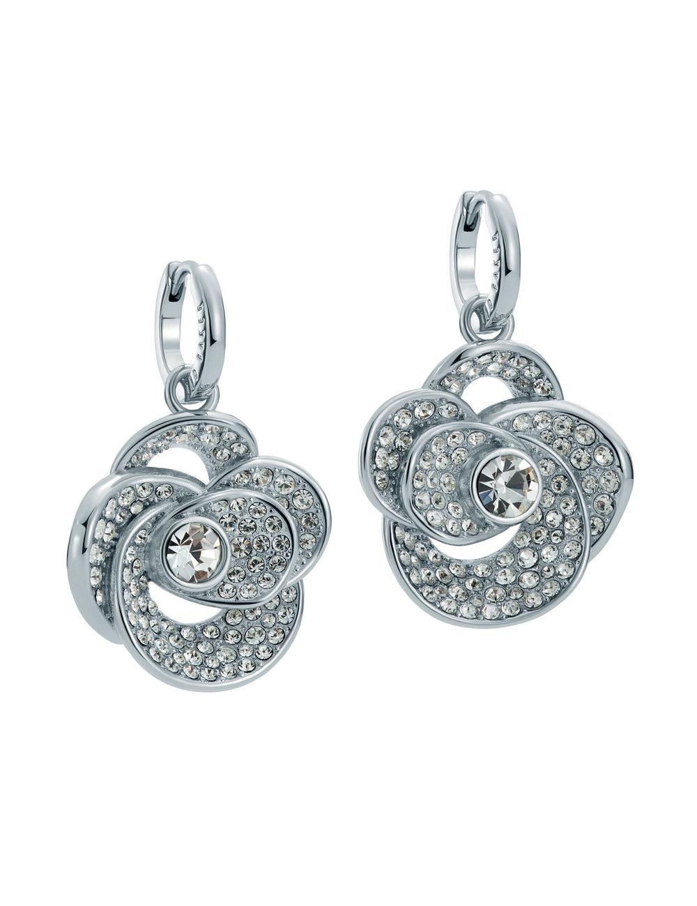 Ted Baker FLORENCE - Crystal Flower Pendant Huggie Ohrringe Damen Silber | DEYKX-0349