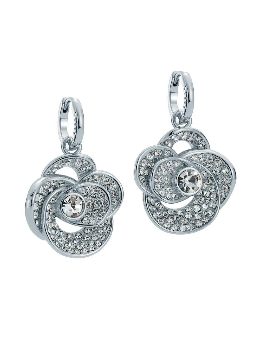 Ted Baker FLORENCE - Crystal Flower Pendant Huggie Ohrringe Damen Silber | DEYKX-0349