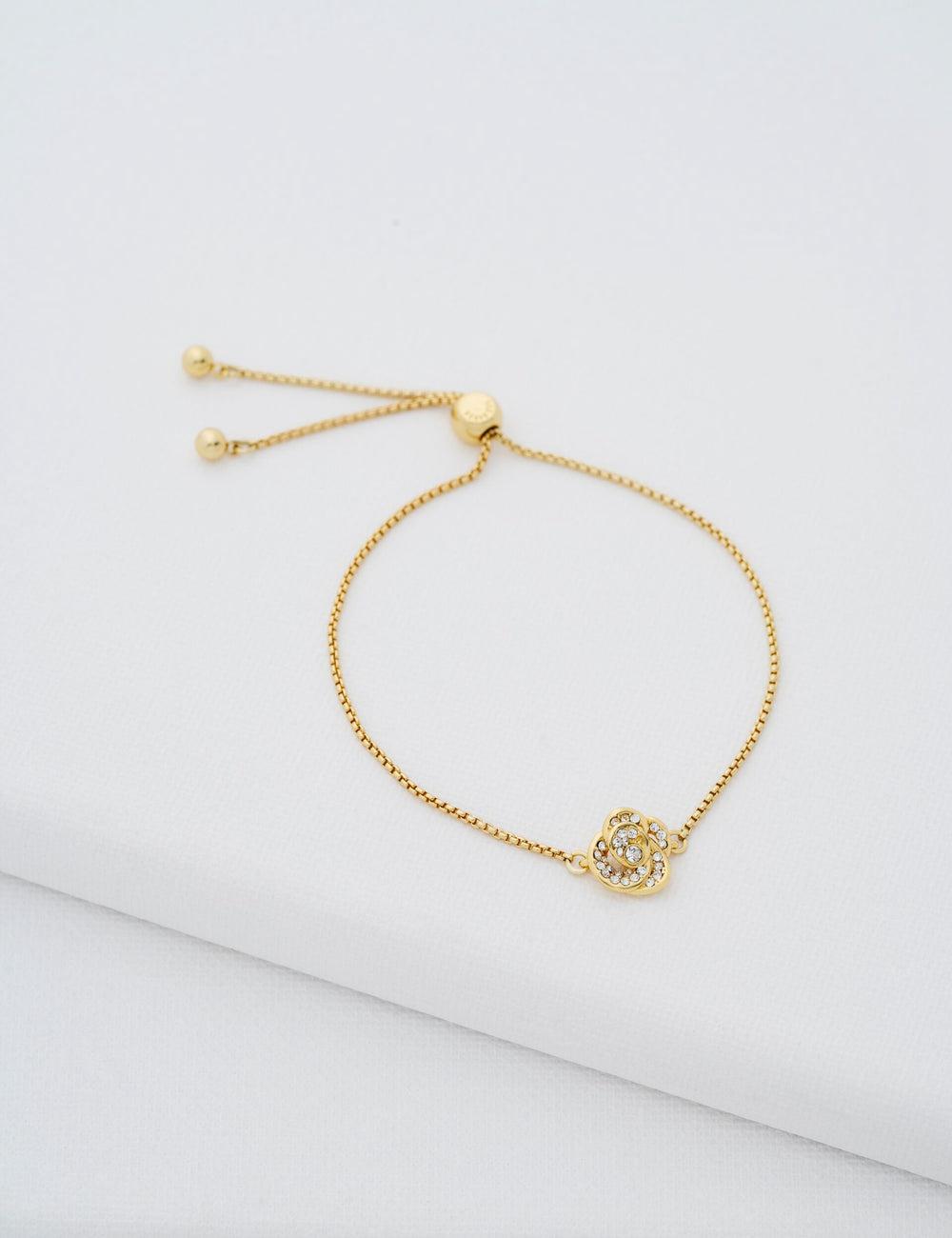 Ted Baker FLORINA - Crystal Flower Adjustable Armbänder Damen Gold | RJSED-4901
