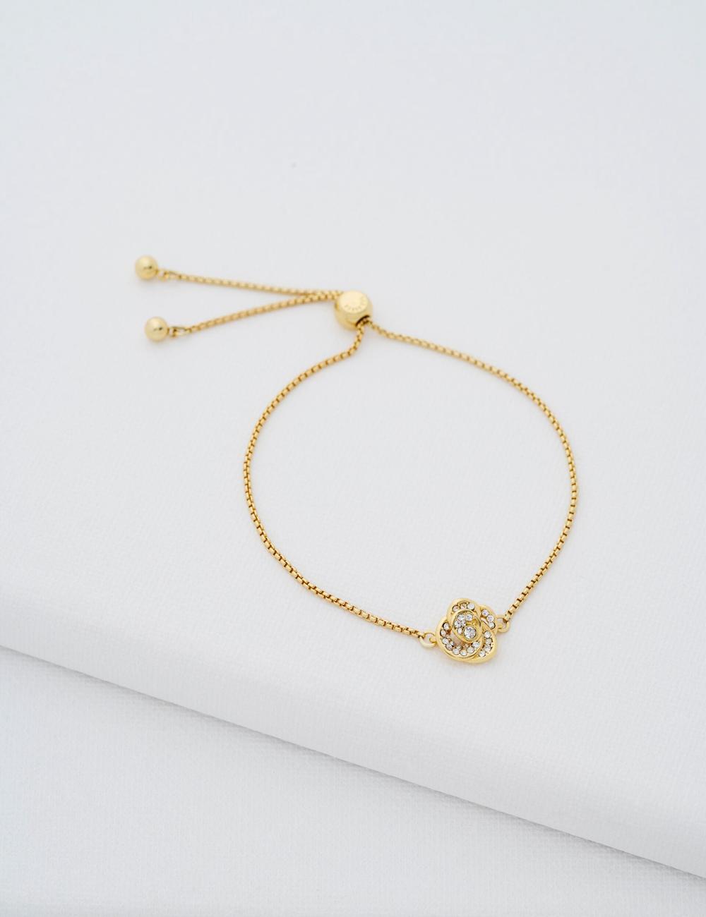 Ted Baker FLORINA - Crystal Flower Adjustable Armbänder Damen Gold | RJSED-4901