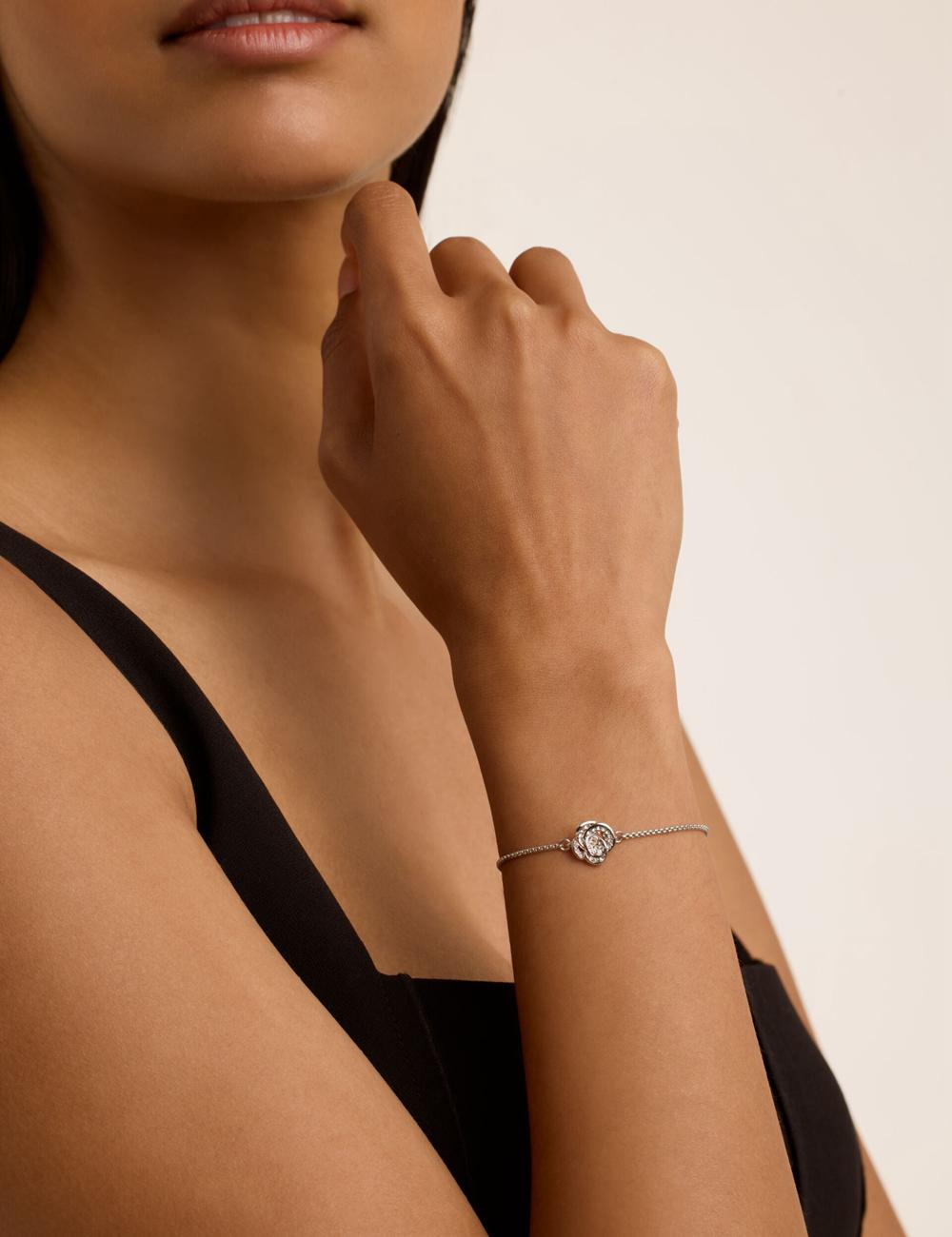 Ted Baker FLORINA - Crystal Flower Adjustable Slider Armbänder Damen Silber | EGFNY-9563