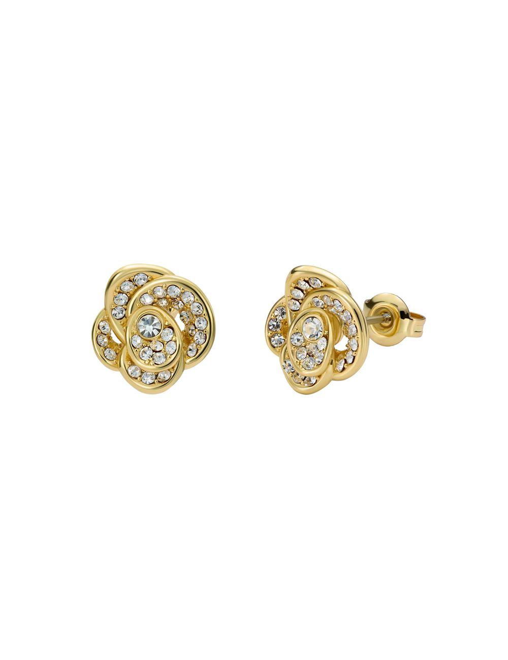 Ted Baker FLORINE - Crystal Flower Stud Ohrringe Damen Gold | VYDHU-9361