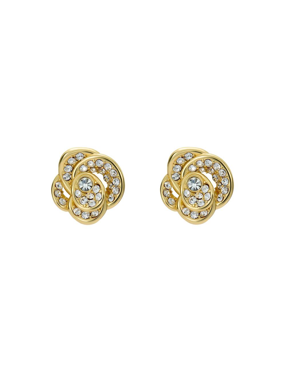 Ted Baker FLORINE - Crystal Flower Stud Ohrringe Damen Gold | VYDHU-9361