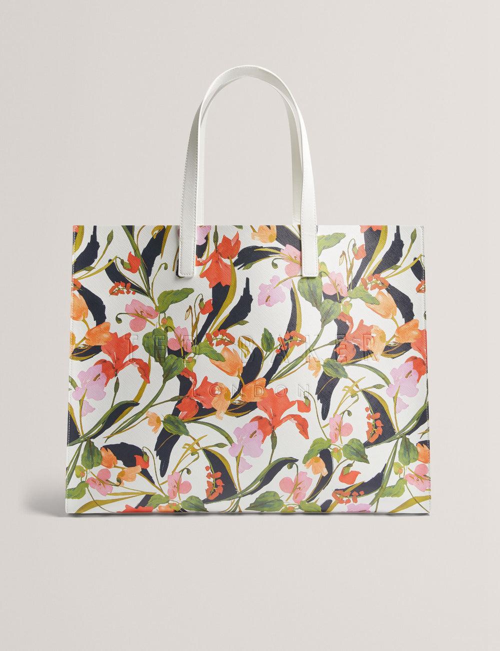 Ted Baker FLORISH - Floral Print PU Leather Wide Tragetaschen Damen Weiß | PFGVX-8120