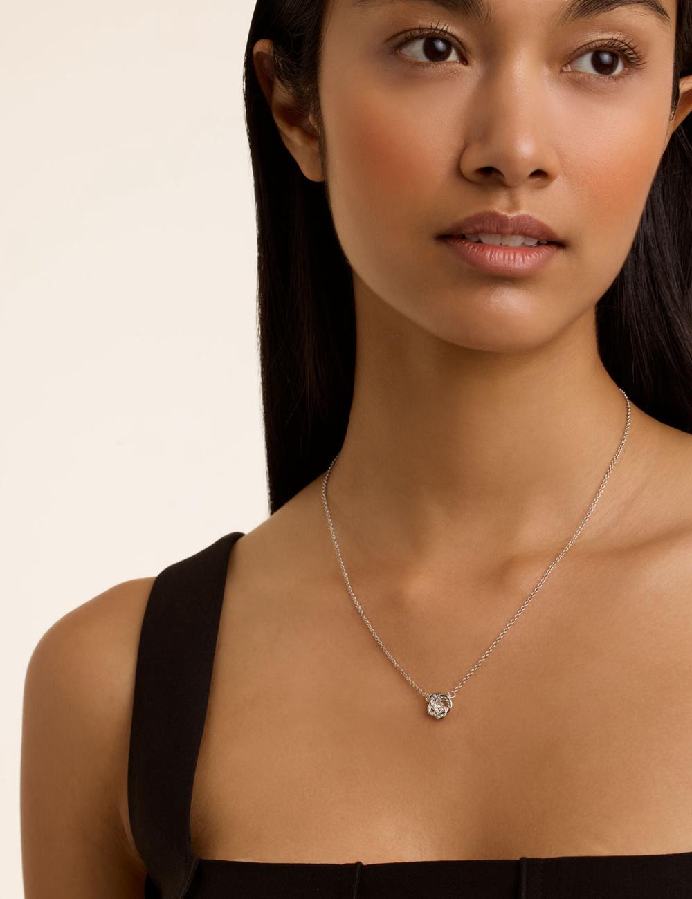 Ted Baker FLORITA - Crystal Flower Pendant Ketten Damen Silber | KXNSB-2319
