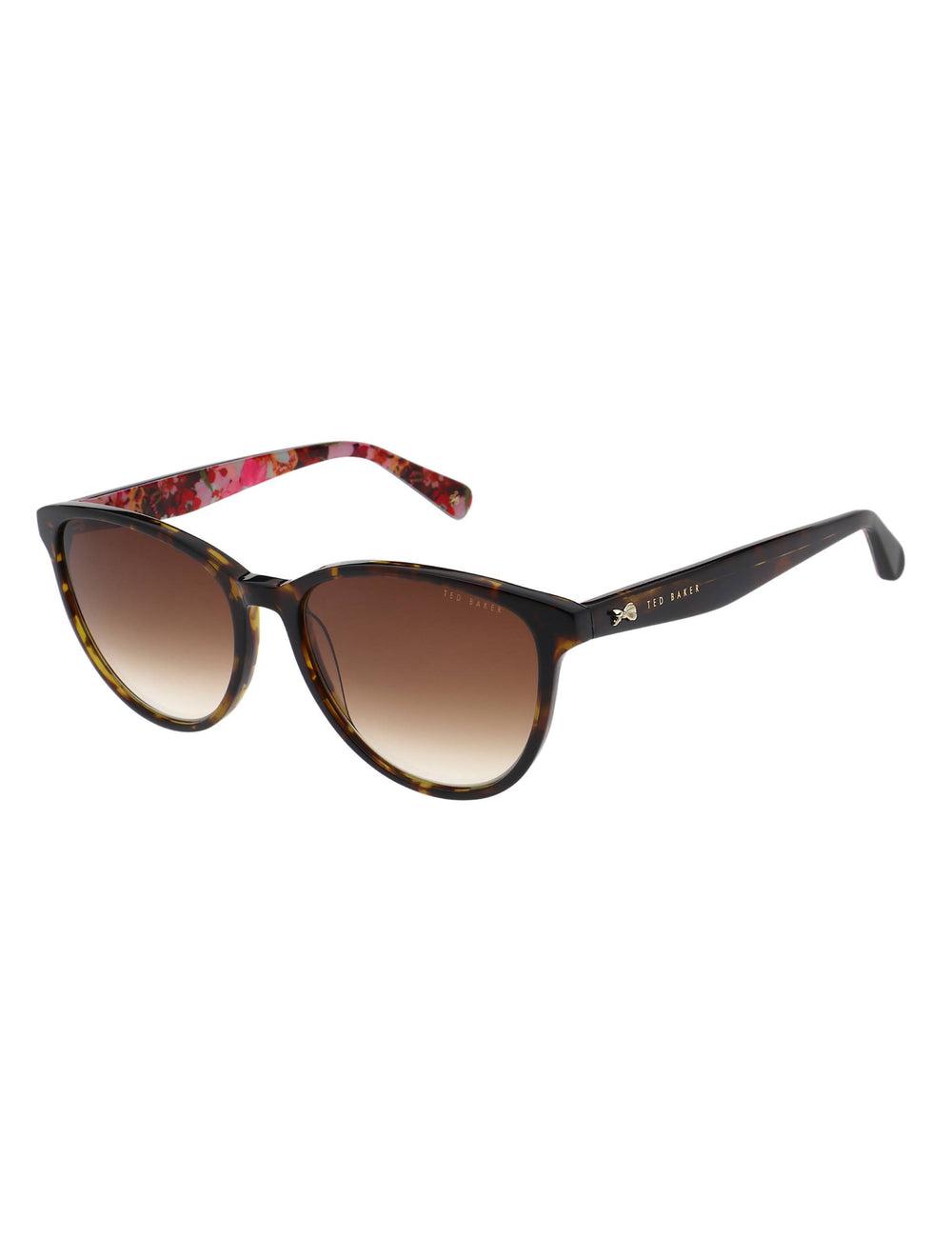 Ted Baker FLORI - Classic Round Print Detail Sonnenbrille Damen Braun | WDIBZ-2354