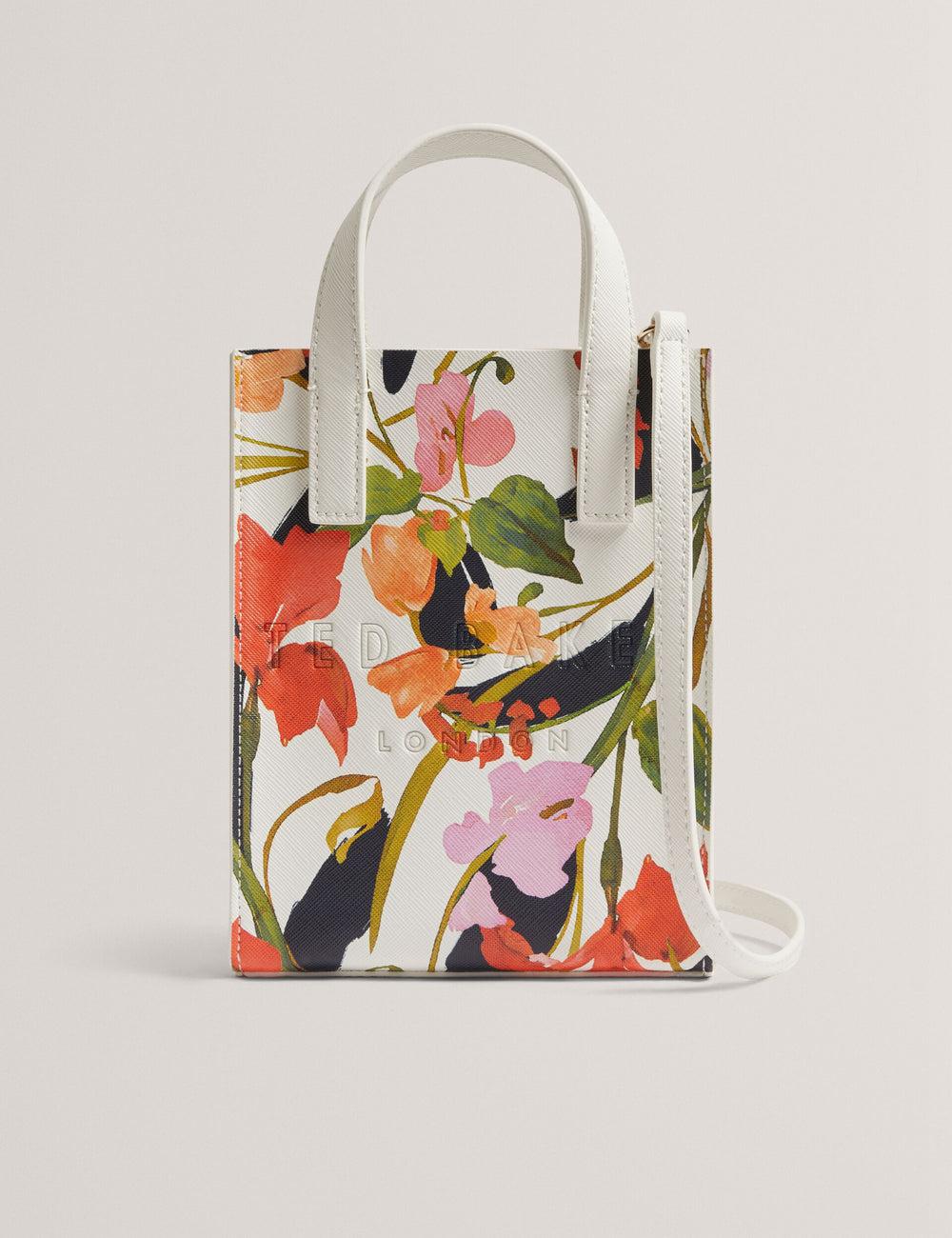 Ted Baker FLOWEIA - Floral Faux Leather Mini Tragetaschen Damen Weiß | EHTNF-1254