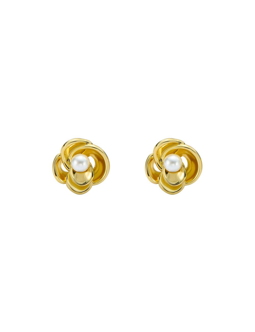 Ted Baker FLO - Pearl Flower Stud Ohrringe Damen Gold | NOADS-6159