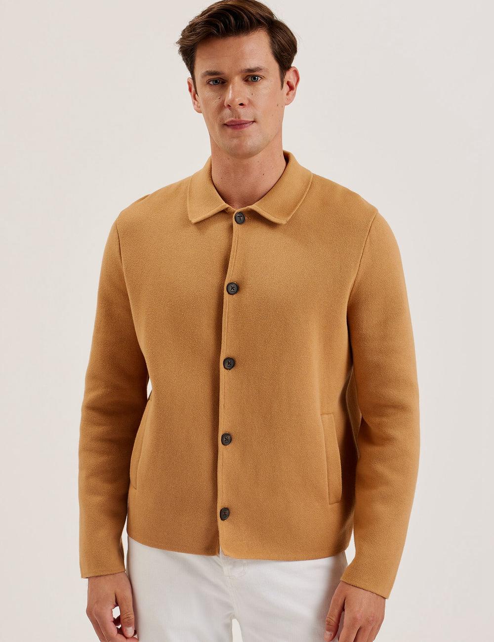 Ted Baker FREDER - Knitted Cotton Blend Überhemd Herren Braun | QILJP-1976
