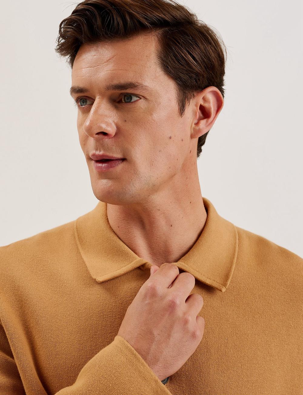 Ted Baker FREDER - Knitted Cotton Blend Überhemd Herren Braun | QILJP-1976